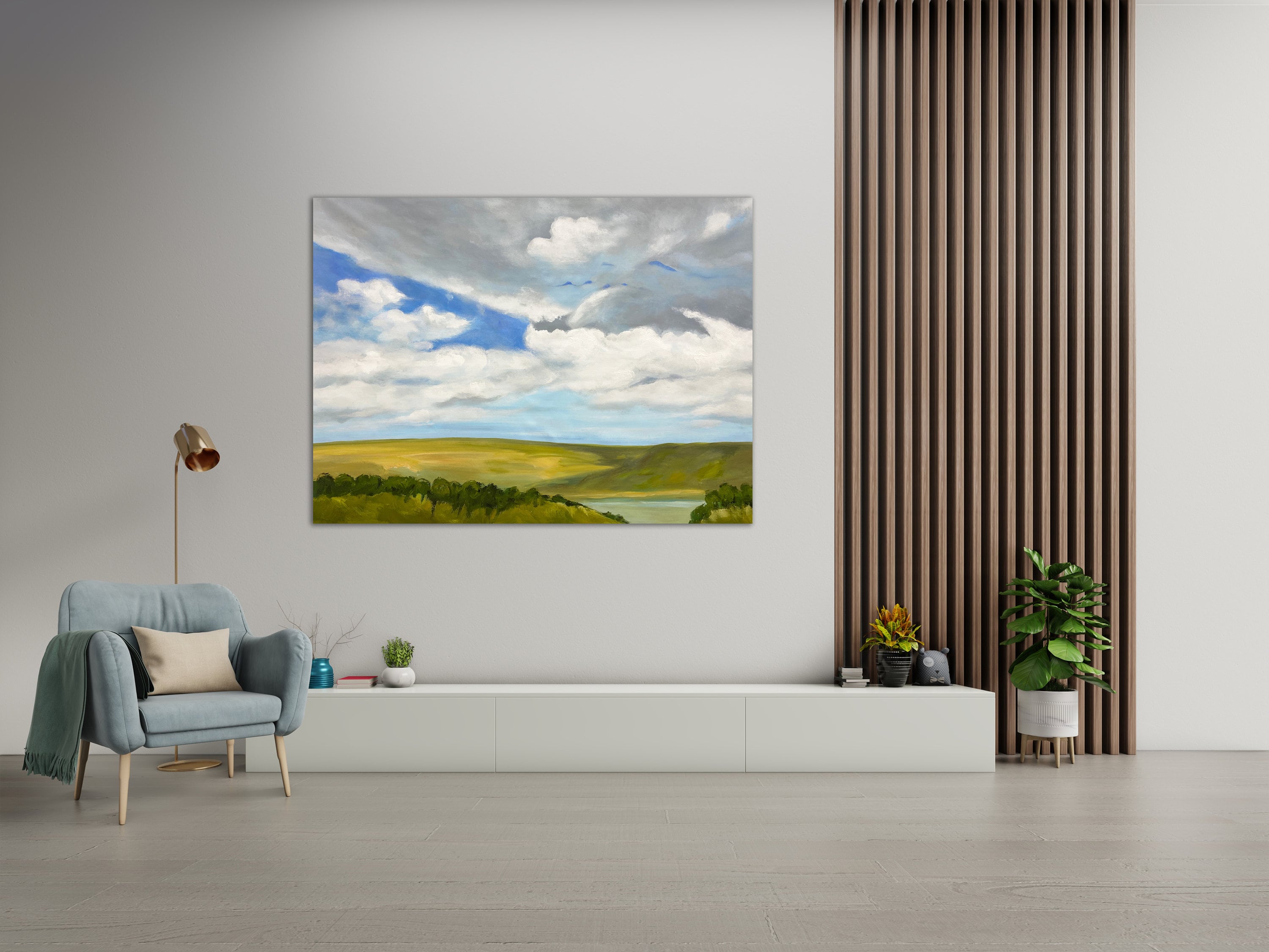 Horizontal Landscape Painting Sky Painting Clouds Wall Art Etsy