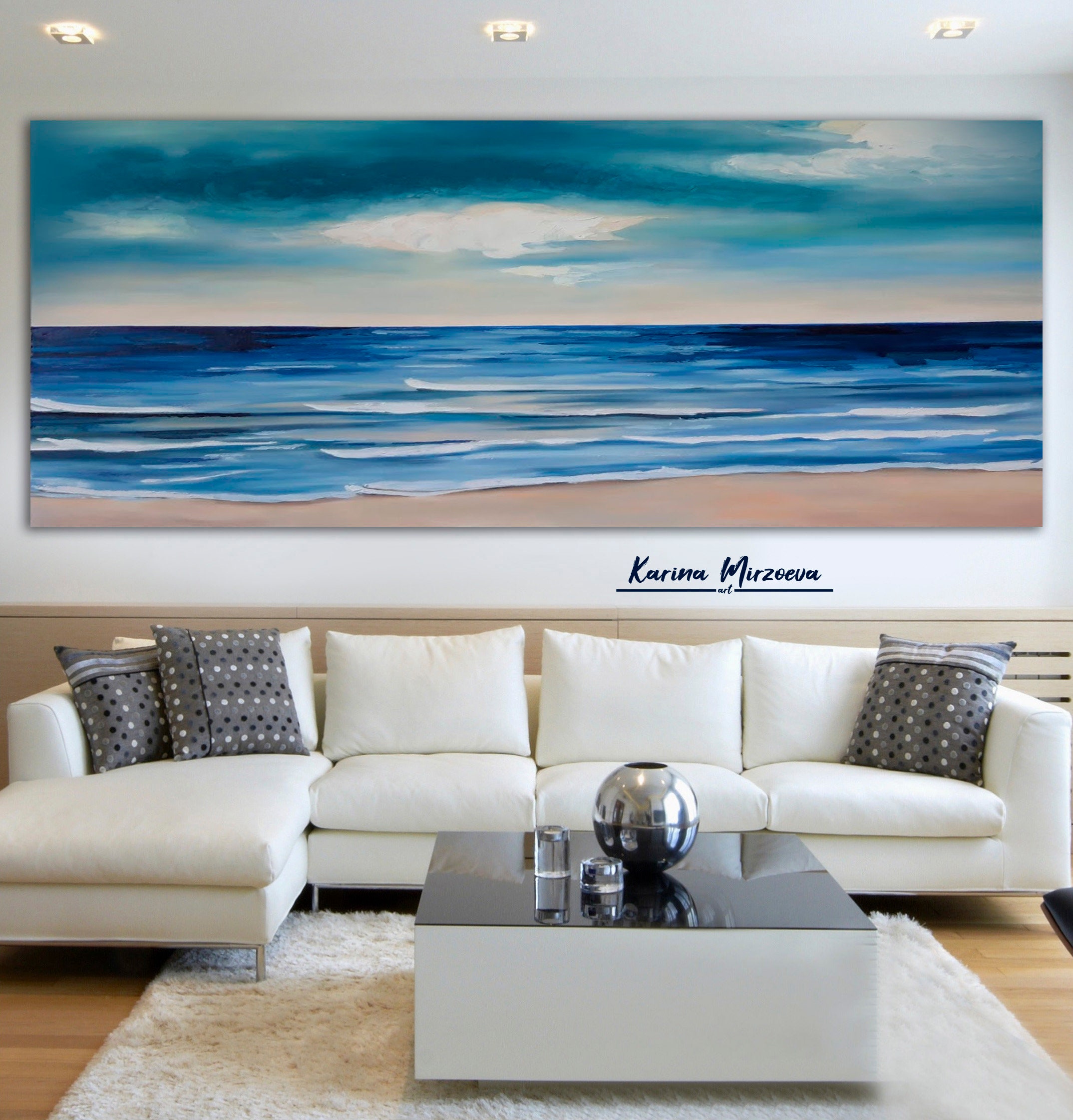 Abstract Canvas Art Blue Large Original Oil Painting Etsy