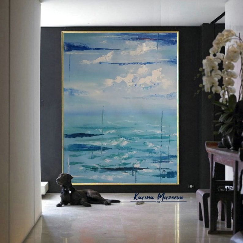 Large Ocean Painting Original Abstract Painting Canvas Etsy
