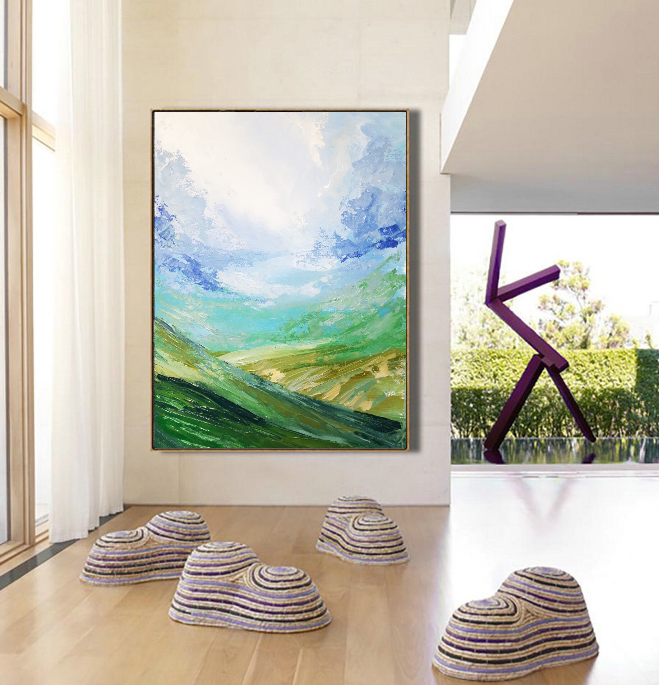 Large Vertical Painting Abstract Oversized Landscape Painting Etsy