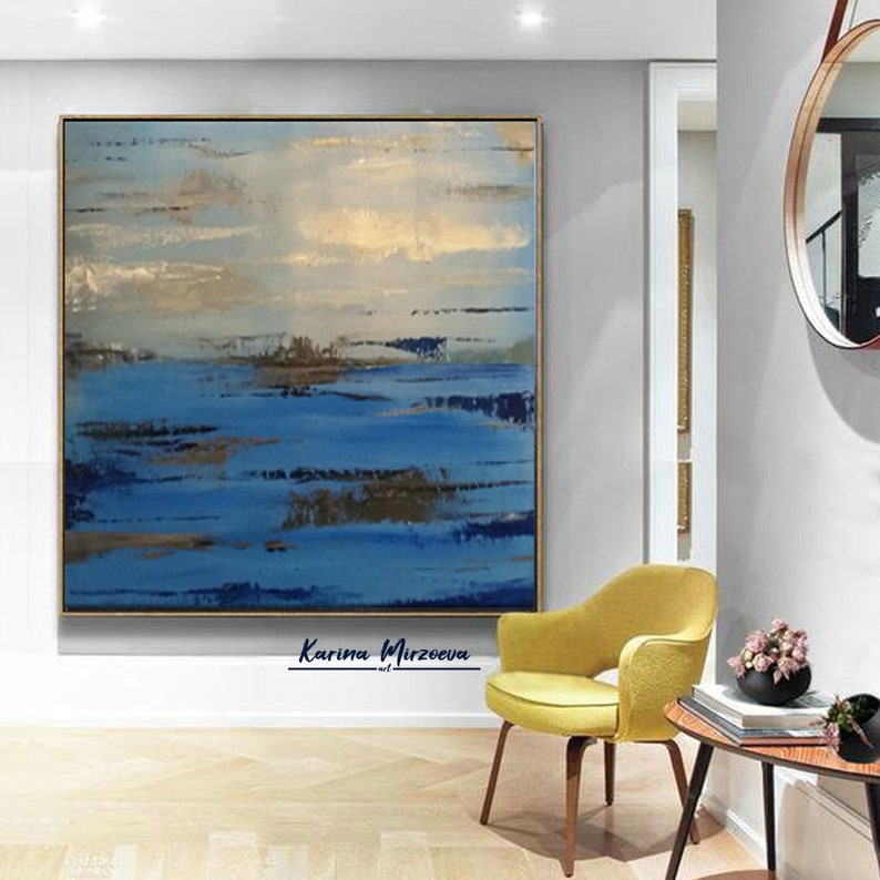 Oversized Wall Art Abstract Large Canvas Art Abstract Blue Etsy