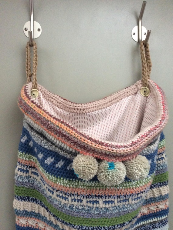 laundry bag crochet bag hanging bag storage bag linen bag Etsy