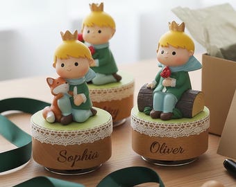 Engraved Music Wooden Box, The Little Prince Music Box, Carousel Music Box, Wooden Toy, Baby Shower Gift,  Newborn Gift, Christmas gift