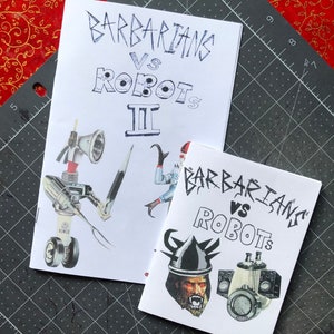 Barbarians Vs Robots 1 and 2 // GoofCraft x @primordial_chris Collage Zine Lowbrow Fantasy Sci Fi Vintage Weird Art 16 Page Zine