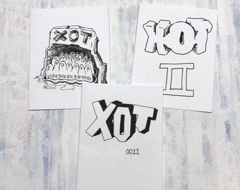 XOT Collection ( I,II,III ) - Art Zine - Surreal Fantasy Drawing Sci Fi Alien Lowbrow Pulp Ink Drawings Outsider Visionary Psychedelic