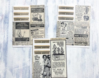 Classified Advertising Bundle// 1-3 // Three Collage Zines, Vintage Weird Ads Unique Advertising 50s, 60s, 70s Humor