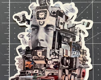 Overlord - 4.75” Sticker - Surreal Collage Art - Science Fiction - Dada - Indoor/Outdoor Vinyl