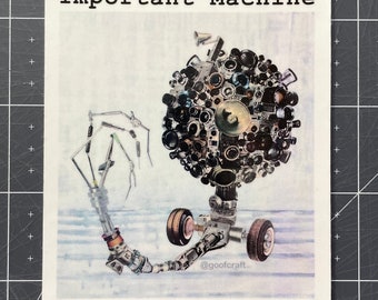 Important Machine  - 4” Sticker - Surreal Collage Art - Science Fiction - Absurdist Dada - Indoor/Outdoor Vinyl
