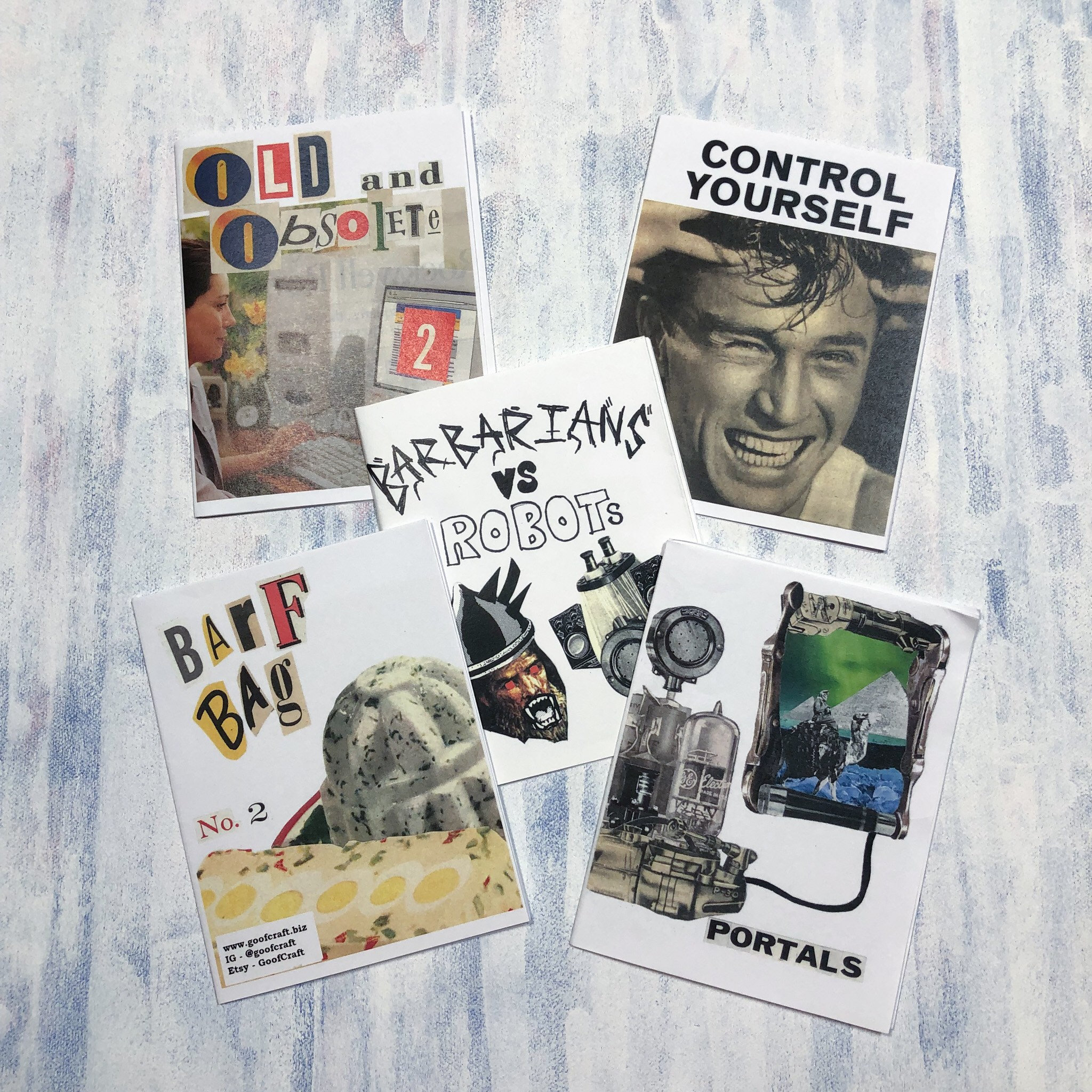 Goofcraft Zine Pack #2 // Five Full Color 8 Page Collage Zines