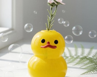 Classic YELLOW lucky duck bud vase