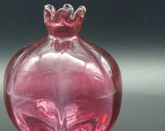 Hand Blown Glass Pomegranate: Decorative Vase, Candle Holder