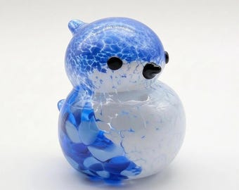 BLUE JAY glass ornament