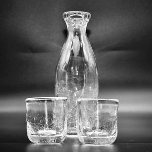 ICE sake set handblown glass image 2