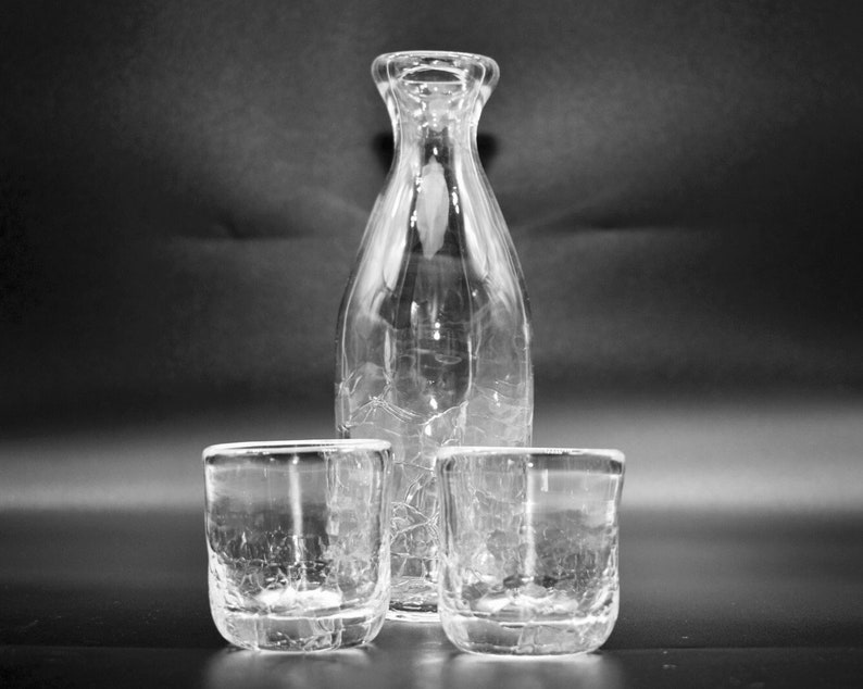 ICE sake set handblown glass image 2