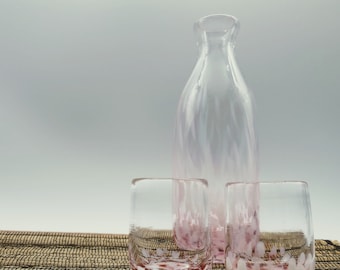 SAKURA sake set - handblown glass