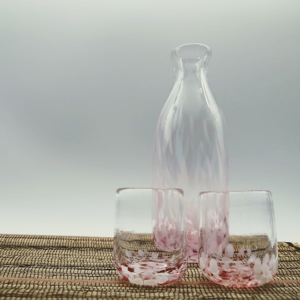 SAKURA sake set - handblown glass