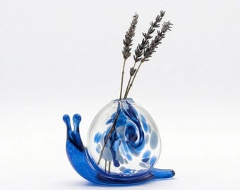 BLUE Snail Bud vase