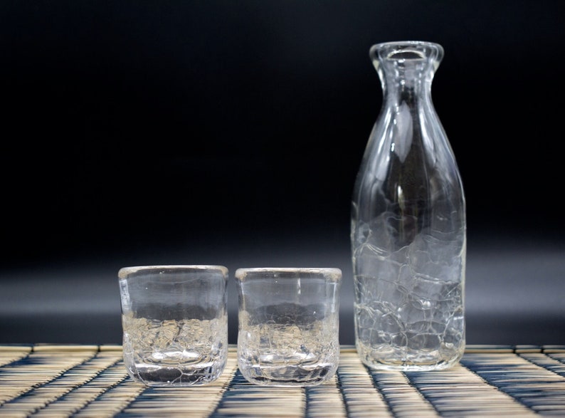 ICE sake set handblown glass image 1