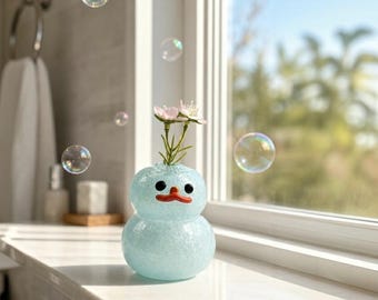 Light BLUE lucky duck bud vase