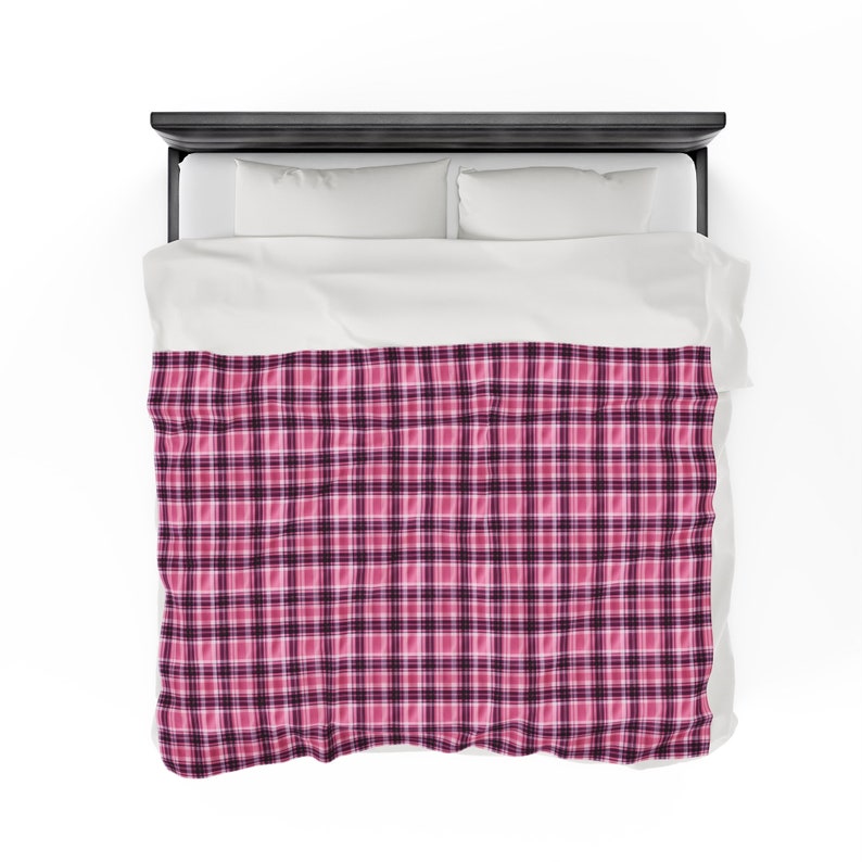 Pink Buffalo Plaid Velveteen Plush Blanket/valentine/birthday/girls