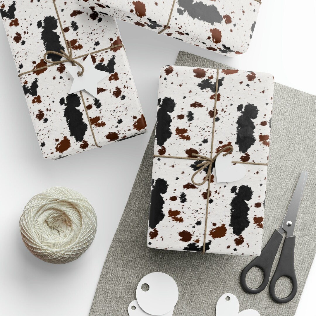 Cowhide Look Christmas Wrapping Paper/cow Pattern Western Gift Wrap