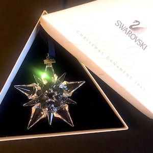 Swarovski Crystal 2001 Snowflake Ornament, Star Christmas Decoration, Rare Holiday Decor with Box