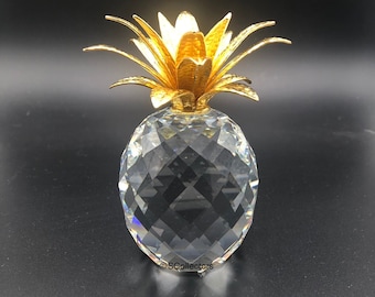 Swarovski Crystal Large Pineapple Figurine, Glass Fruit, Tropical Home Decor, no Box