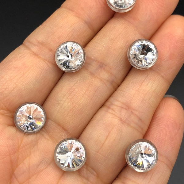 Swarovski Crystal Buttons, Clear Color, 9mm Size, Round Rivoli, Art.1770