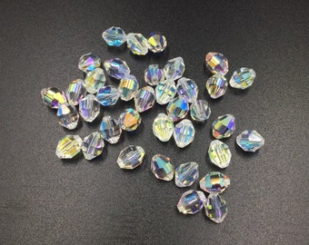 Perles en cristal Swarovski, lot de 10, 20 ou 40, transparents pour bijoux AB 5302, 8,5 mm x 6 mm