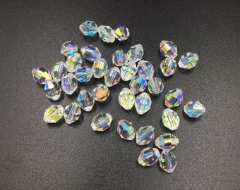 Swarovski Crystal Beads, Pack of 10 or 20 or 40, Clear AB 5302 jewelry supply, 8.5mm x 6mm