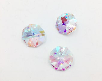 Swarovski Strass Crystal 20mm Bead, Aurora Borealis Coating AB 8015, Chandelier Part, Damaged