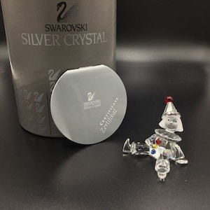 Swarovski Crystal Boy Clown Figurine, Vintage Girl Puppet, With Box and Certificate
