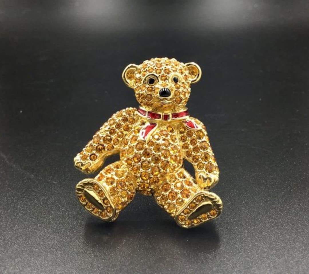 Vintage Fully Articulated Silver and Gold Tone Teddy Bear