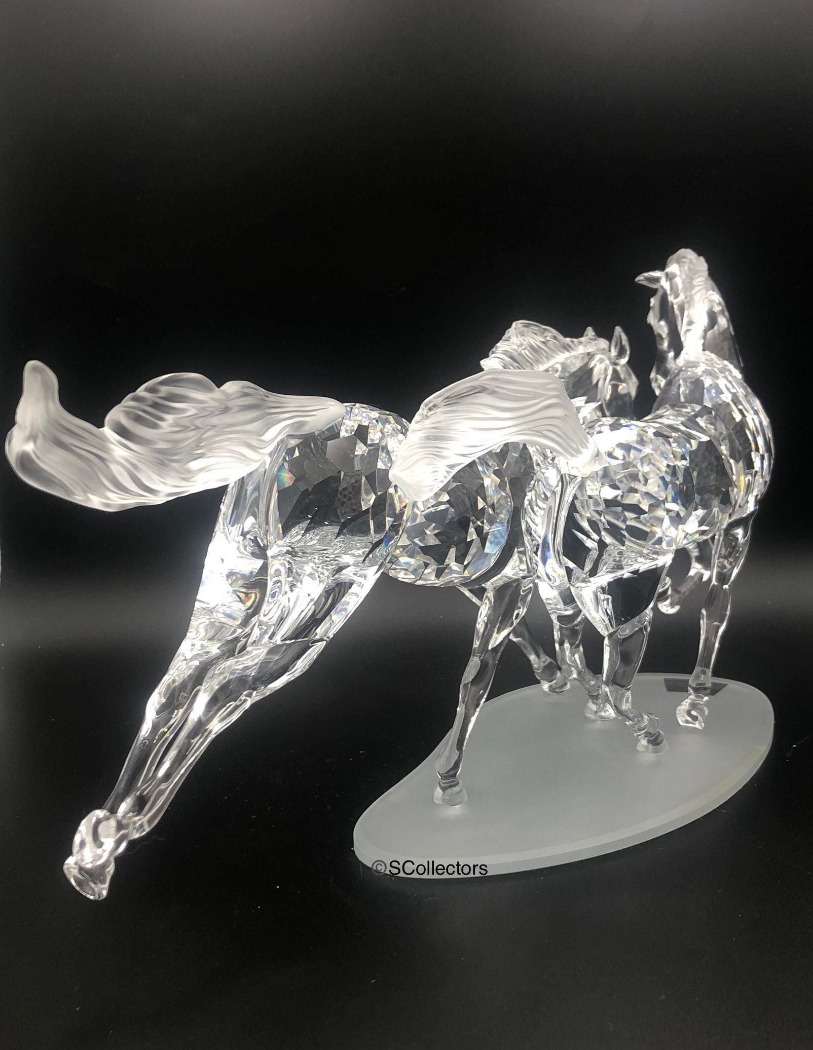 Swarovski Crystal Wild Horses Figurine, Glass Stallion, Vintage