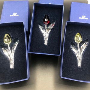 Swarovski Crystal Tulip Figurine, SCS Renewal Gift, Large Size, Vintage Flower Decor, Plant Gift, with Box