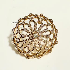New Swarovski Crystal Brooch, Pave Jewelry, Vintage Gold Tone Pin