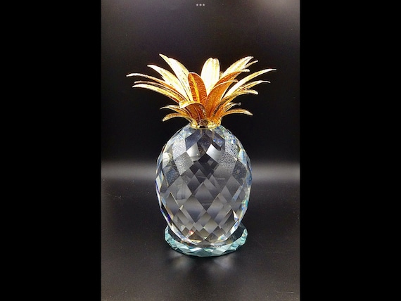 Giant Swarovski Crystal Pineapple Figurine, Large Vintage Fruit Home Decor,  With Box and Crystal Base -  Israel