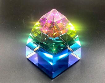 Swarovski Crystal Pyramid Paperweight, Vitrail Medium Color, Small