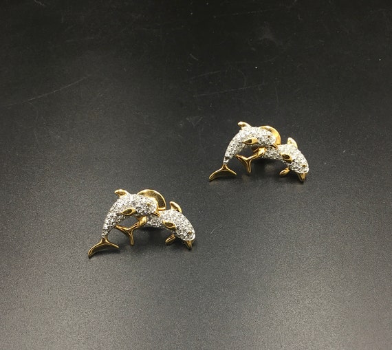 Swarovski Crystal Dolphin Tac Pin, Gold Tone Sea Mari… - Gem
