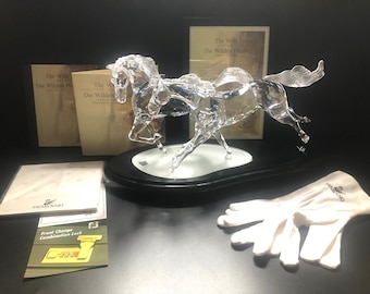 Swarovski Crystal Wild Horses Figurine, Glass Stallion, Vintage Animal Decor, With Box