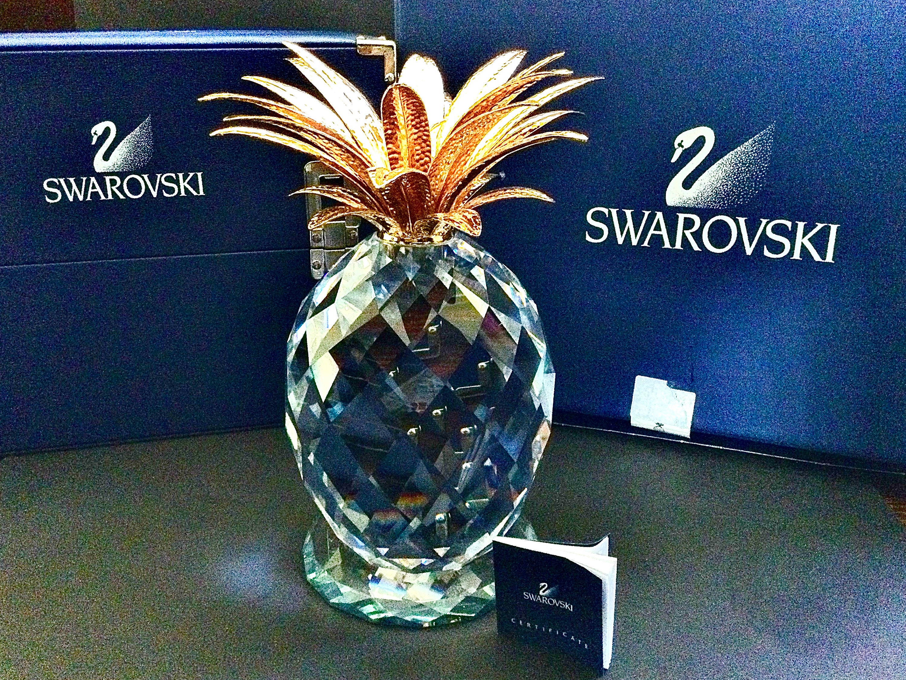 Giant Swarovski Crystal Pineapple Figurine, Large Vintage Fruit
