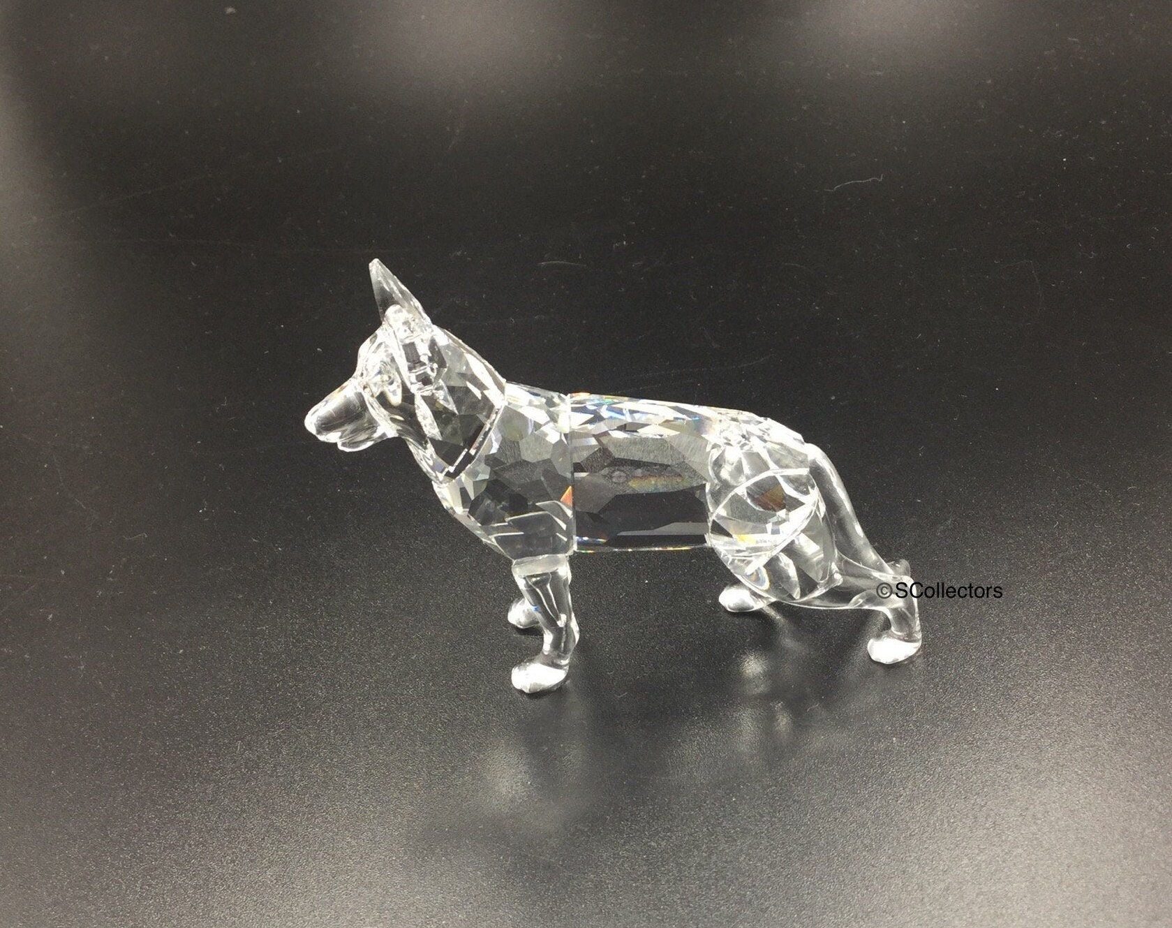 スワロフスキー ジャーマンシェパード GERMAN SHEPHERD Swarovski Crystal German Shepherd Figurine, Vintage Glass Puppy