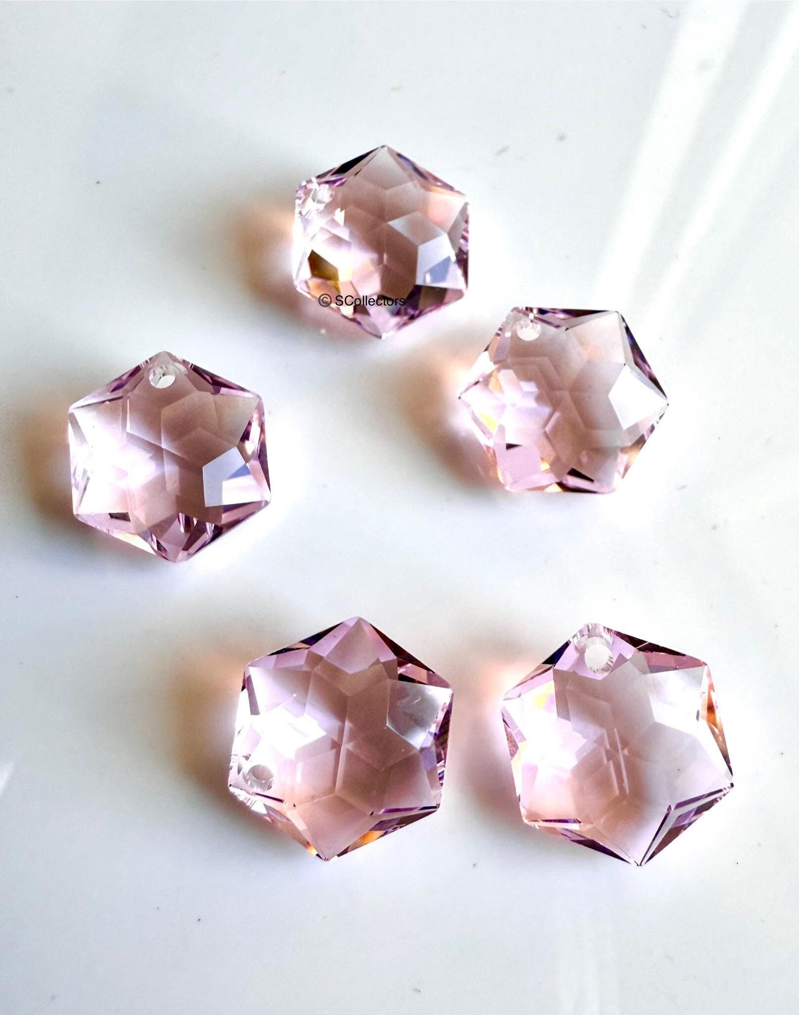 Swarovski Kristall 14 mm Perle, Rosaline Pink, facettierte Sechseck-Form, Art. 8135