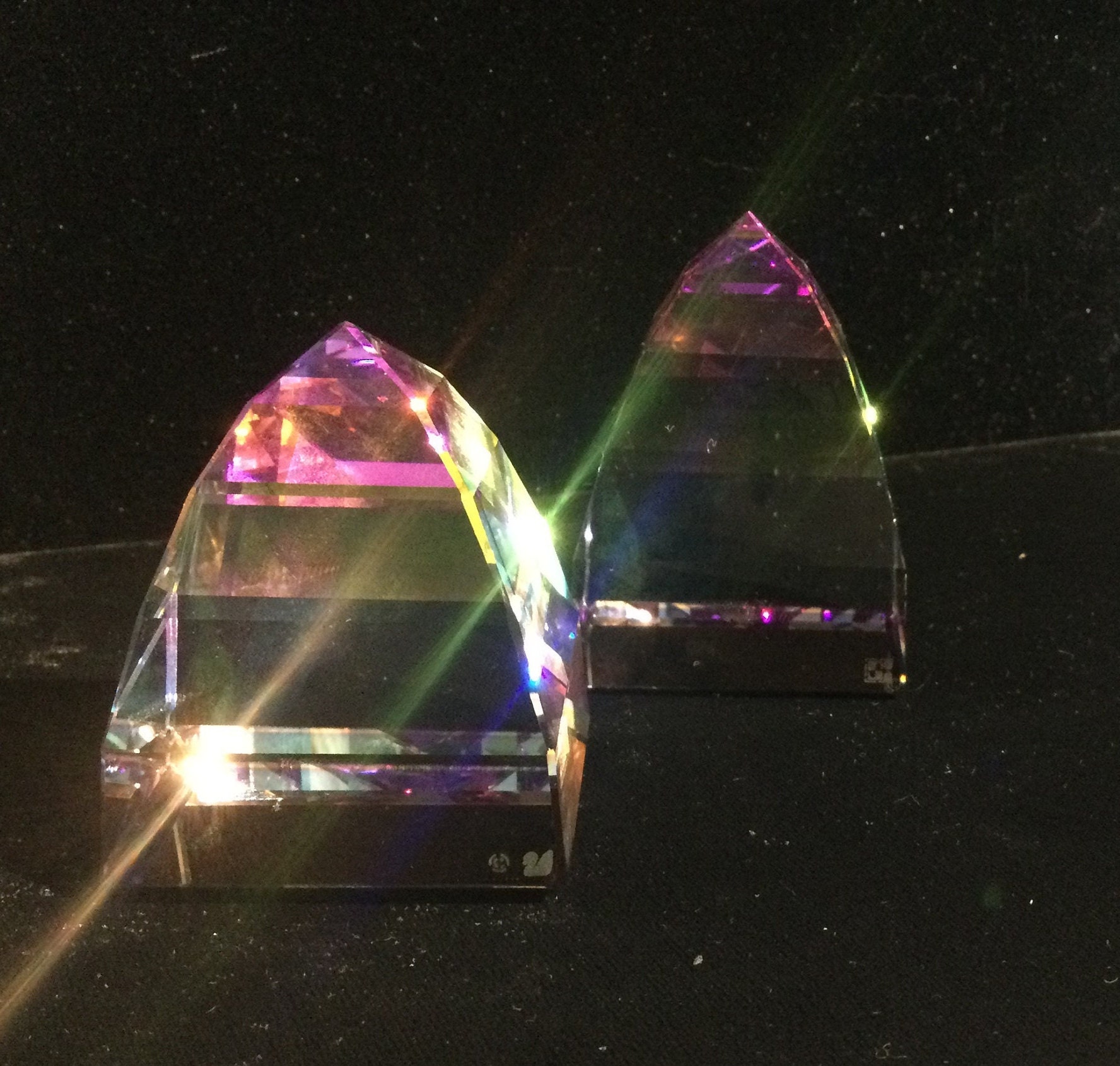 Swarovski Crystal Pyramid Paperweight, Vitrail Medium Color