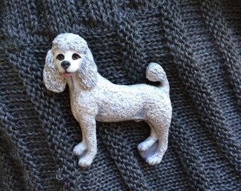 Poodle Brooch/Pin ~ Hand painted ~ 3 Dimensional Design ~ available in white, brown and black