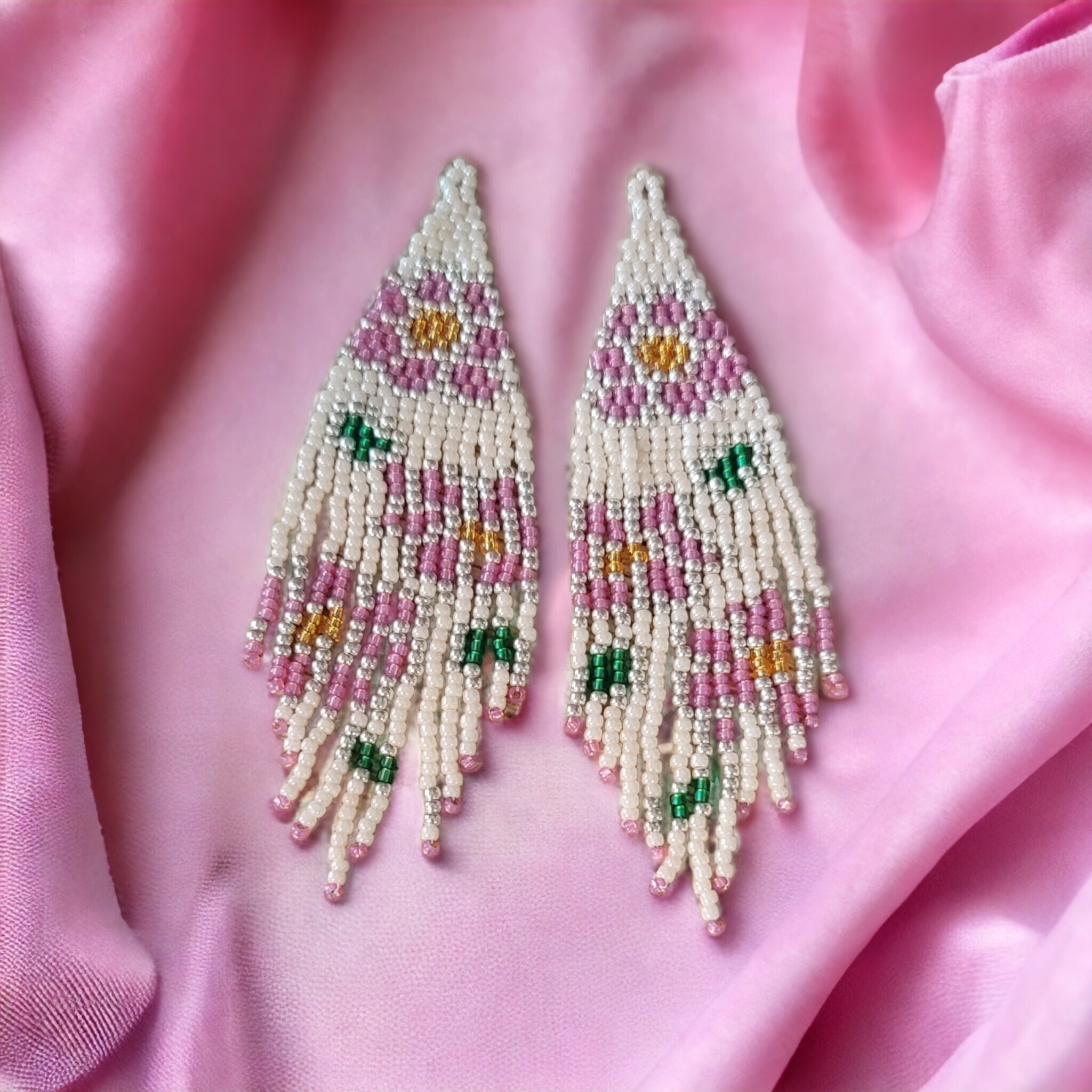Seed Beaded Earrings  Hand Beaded  Free Shipping With No Minimum Purchase