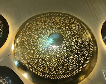Moroccan chiseled round wall light lamp