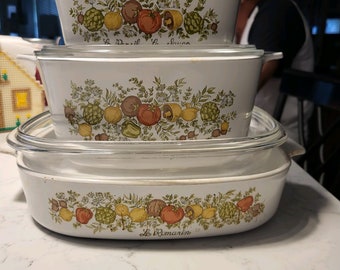 3 vintage pot set corning ware a-10-b le romarin