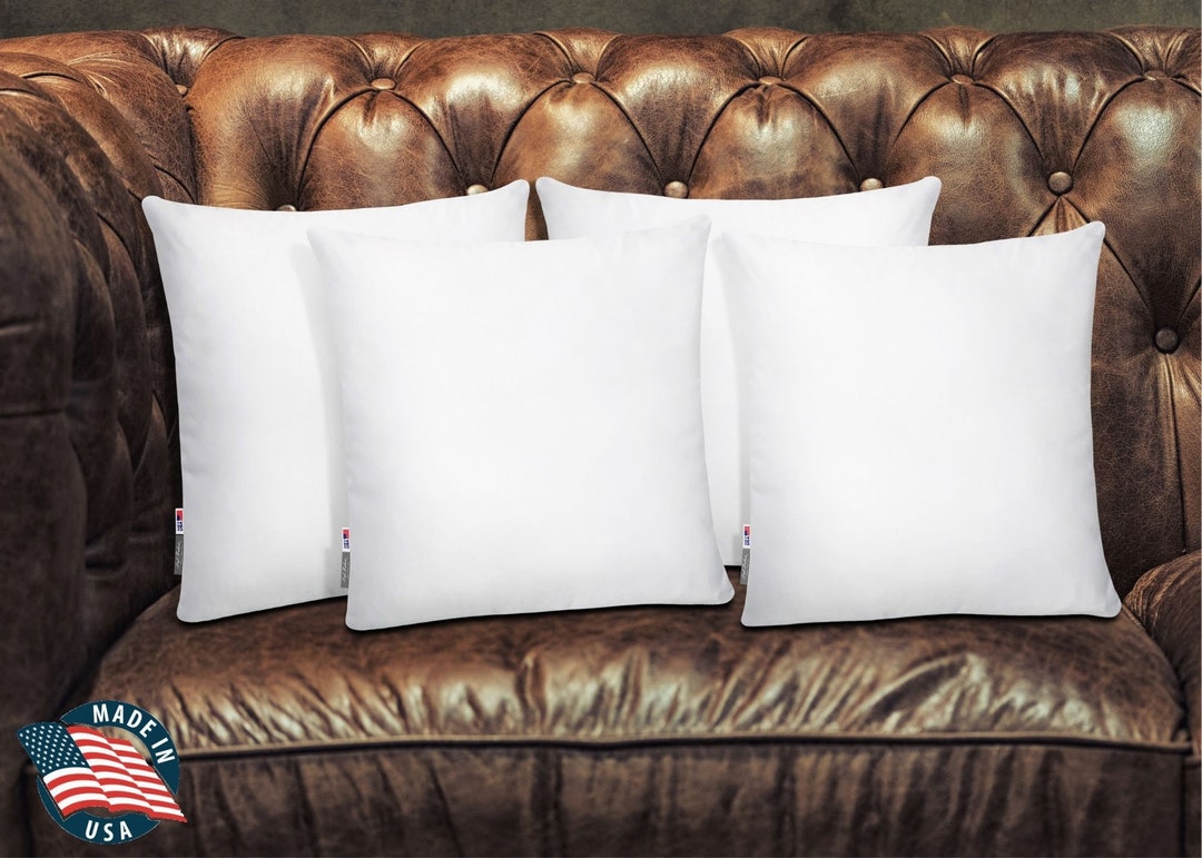 Set of Four Made in USA Pillow Insert Form Cushion Euro Sham Microfiber White 14x14 16x16 18x18