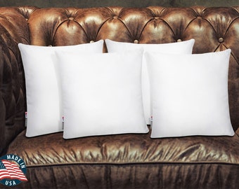 Set of Four  Made in USA  Pillow Insert Form Cushion Euro Sham Microfiber White  14x14 16x16 18x18 20x20 22x22 24x24 26x26 28x28